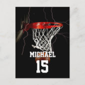 バスケットボールあなたの名前と番号を追加 ポストカード (正面)