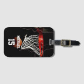 バスケットボールあなたの名前と番号を追加 ラゲッジタグ (正面横)