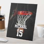 バスケットボールあなたの名前と番号を追加 台座サイン (インサイチュ)