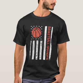 バスケットボールおじいちゃんアメリカ国旗 Tシャツ