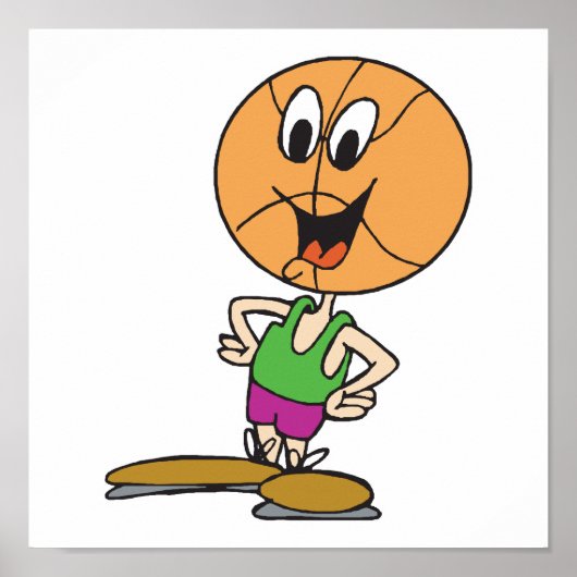 バスケットボールおもしろいキャラクター ポスター (正面)
