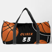 バスケットボールおもしろいスポーツプレーヤー名番号 ダッフルバッグ (正面)