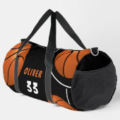 バスケットボールおもしろいスポーツプレーヤー名番号 ダッフルバッグ (右コーナー)