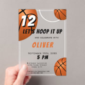 バスケットボールおもしろいスポーツ子供の誕生日 アクリル招待状 (インサイチュ (ポータブル))