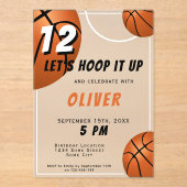 バスケットボールおもしろいスポーツ子供の誕生日 アクリル招待状 (正面)