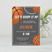 バスケットボールおもしろいスポーツ子供の誕生日 招待状 (スタンド正面)