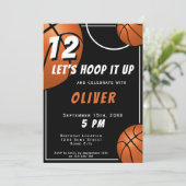 バスケットボールおもしろいスポーツ子供の誕生日 招待状 (スタンド正面)