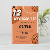 バスケットボールおもしろいスポーツ子供の誕生日 招待状 (スタンド正面)