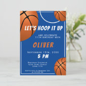 バスケットボールおもしろいスポーツ子供の誕生日 招待状 (スタンド正面)