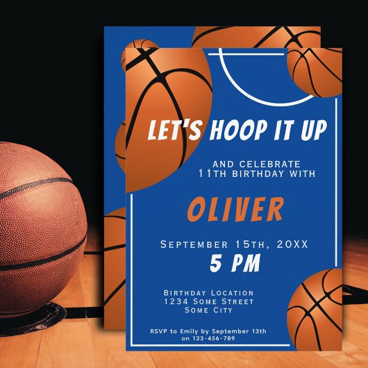 バスケットボールおもしろいスポーツ子供の誕生日 招待状