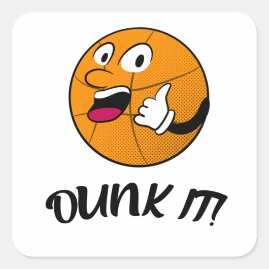 バスケットボールおもしろいレトロマンガのバスケットボール選手 スクエアシール (正面)