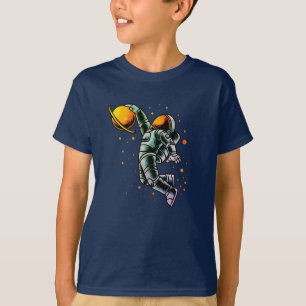 バスケットボールおもしろい宇宙飛行士宇宙惑星 Tシャツ