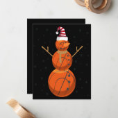 バスケットボールおもしろい雪だるまクリスマス新年の贈り物 ノートカード (正面/裏面インサイチュ)
