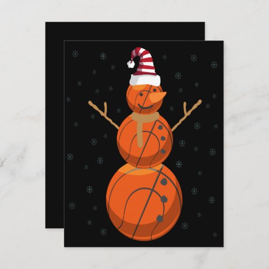 バスケットボールおもしろい雪だるまクリスマス新年の贈り物 ノートカード (正面/裏面)