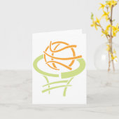 バスケットボールおよび網のメッセージカード カード (黄色い花)