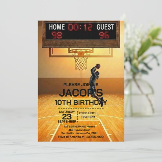 バスケットボールお誕生日おめでとうございます 招待状 (スタンド正面)