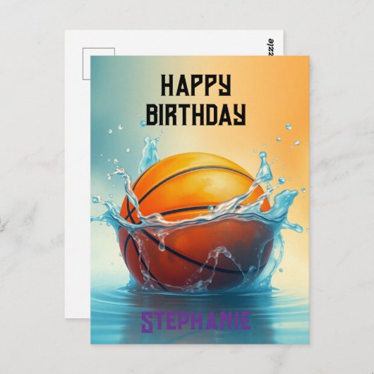 バスケットボールお誕生日おめでとう水を打つ ポストカード (正面/裏面)