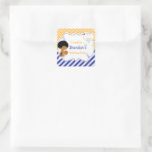 バスケットボールかわいいアフリカ系アメリカ人の男の子「行った」 スクエアシール (バッグ)