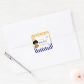 バスケットボールかわいいアフリカ系アメリカ人の男の子「行った」 スクエアシール (封筒)