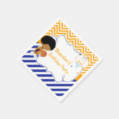 バスケットボールかわいいアフリカ系アメリカ人バースデーパーティー スタンダードカクテルナプキン (角)