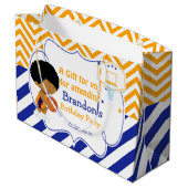 バスケットボールかわいいアフリカ系アメリカ人少年ありがとう ラージペーパーバッグ (裏面アングル)