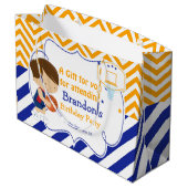 バスケットボールかわいい茶色の髪の子ありがとう ラージペーパーバッグ (裏面アングル)