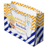 バスケットボールかわいい金髪の男の子ありがとう ラージペーパーバッグ (裏面アングル)