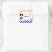 バスケットボールかわいい黒髪の少年'私は行った' スクエアシール (バッグ)