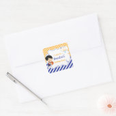 バスケットボールかわいい黒髪の少年'私は行った' スクエアシール (封筒)