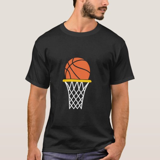 バスケットボールがゴールを通りスー Tシャツ (正面)