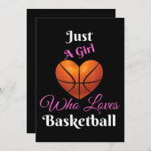バスケットボールが大好きな女の子 招待状 (正面/裏面)