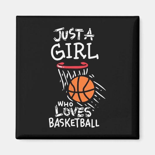 バスケットボールが大好きな女遊の子 マグネット (正面)