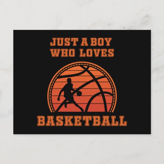 バスケットボールが大好きな少年 インビテーションポストカード (正面)