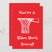 バスケットボールが得意な子どものためのバレンタイン シーズンカード (正面/裏面)