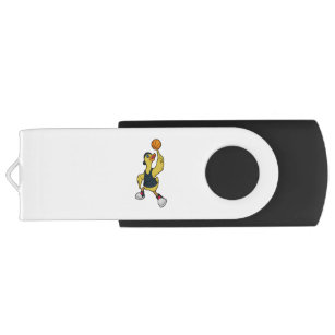 バスケットボールでバスケボール選手としてアヒル USBフラッシュドライブ