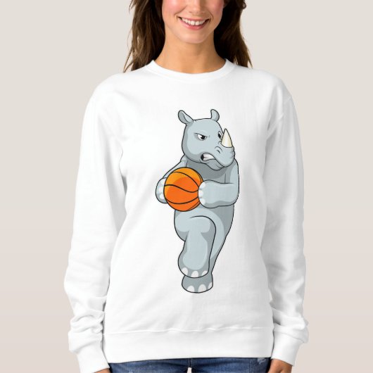 バスケットボールでRhinoをバスケットボール選手として スウェットシャツ (正面)
