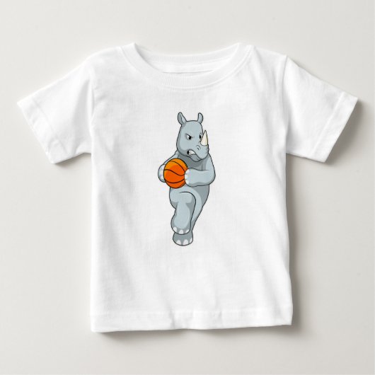 バスケットボールでRhinoをバスケットボール選手として ベビーTシャツ (正面)