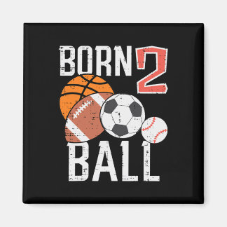 バスケットボールとサッカー好きな2歳の誕生日の男の子 マグネット