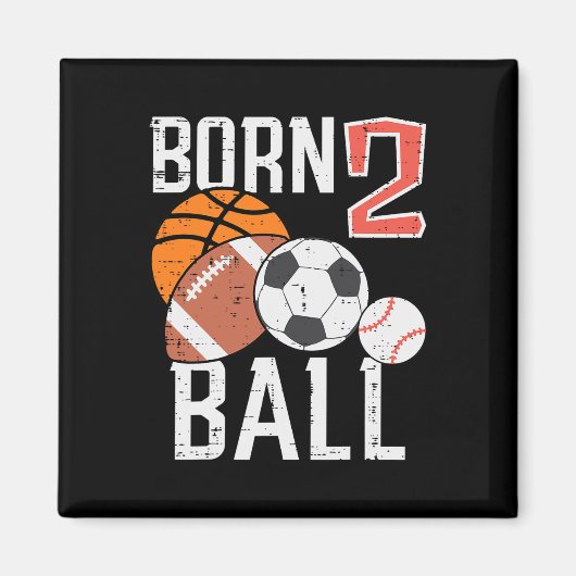 バスケットボールとサッカー好きな2歳の誕生日の男の子 マグネット (正面)
