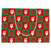 バスケットボールとサンタ・メリークリスマスバスケットボール ラージペーパーバッグ (裏面)