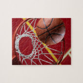 バスケットボールとネットフォトパズル ジグソーパズル (横)