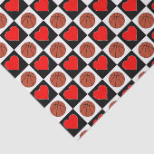 バスケットボールとハートパターンおもしろいパーティー 薄葉紙 (詳細)