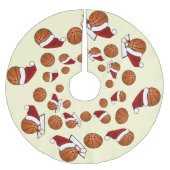 バスケットボールとフープクリスマス ブラッシュドポリエステルツリースカート (正面)