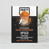バスケットボールとフープスポーツの誕生日パーティー 招待状 (スタンド正面)