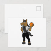 バスケットボールとホイッスルを持った審判の馬 ポストカード (正面/裏面)