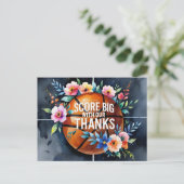 バスケットボールとボール 感謝のスラムダンク ウェディング ポストカード (スタンド正面)