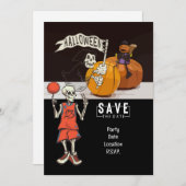 バスケットボールと幽霊ハロウィーン 招待状 (正面/裏面)