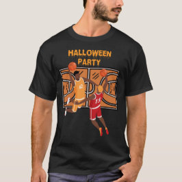 バスケットボールと幽霊ハロウィーン Tシャツ