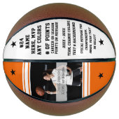 バスケットボールに写真が乗っている。バスケットボール・シニアー、 バスケットボール (正面)