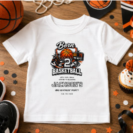 バスケットボールに生まれた | スポーツをテーマにした2歳の誕生日 ベビーTシャツ
